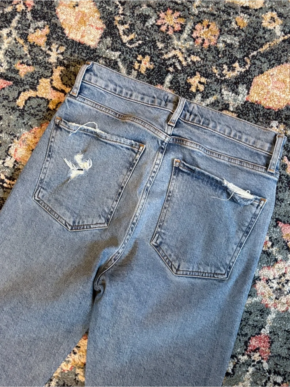 AGOLDE Nico High Rise Slim Fit Distressed Jeans in Rooted Light Wash Sz 26
